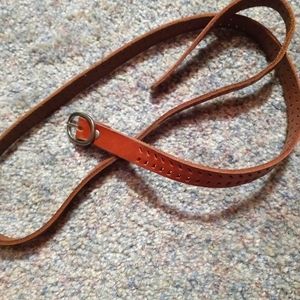 Lucky Brand thin warm brown woven print leather belt
